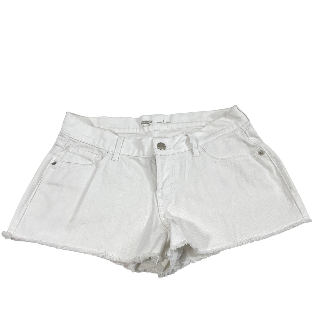 Womens White‎ Denim Shorts Size 2  Cut Off Raw Hem Shortie Summer Beach Coastal